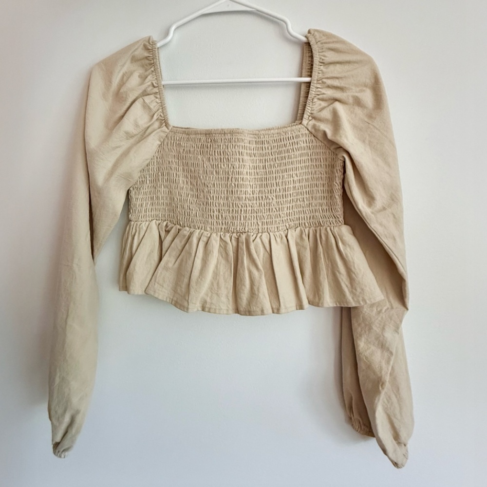Pacsun Tan Cropped Shirt